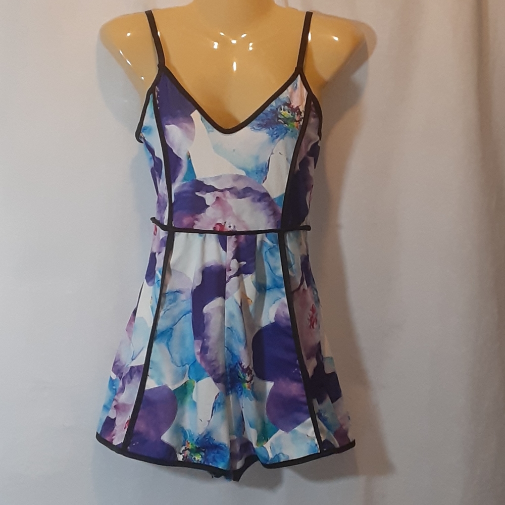 Fancyinn Womens Small Shorts Romper Watercolor Colorful Knit Summer Jumper